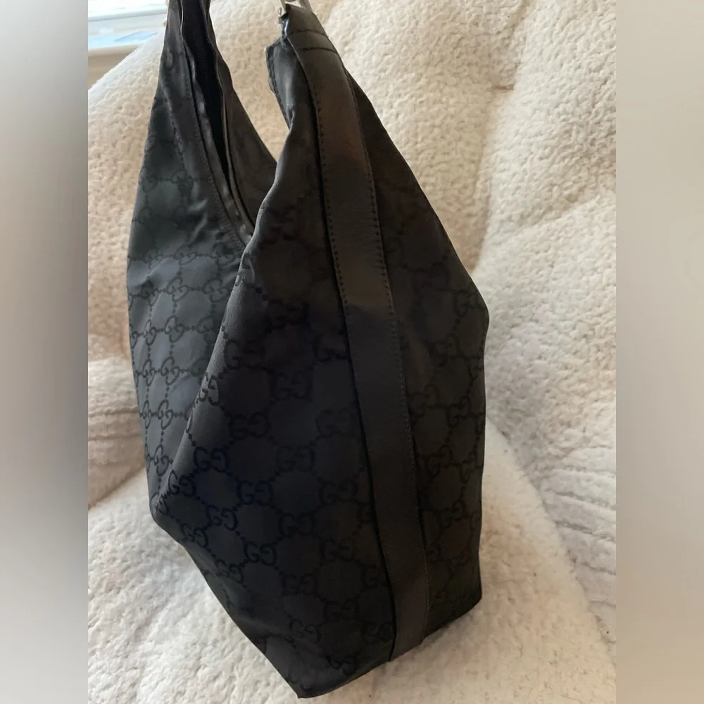 Gucci Black Monogram Hobo Bag